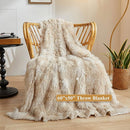 XeGe Tie Dye Plush Faux Fur Throw Blanket,Cream Soft 50x60 Shaggy Furry Blanket Throw, Fluffy Microfiber Velvet Couch Blanket, Comfy Ombre Fuzzy Lap Blanket for Bedroom Living Room Car Tie Dye Cream by CozyNest Decor