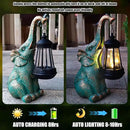 Elephant Garden Statue Outdoor Décor with Solar Lights Lantern,Elephant Solar Light Figurines Outside Decorations for Yard，Lawn Patio, Balcony, Unique Housewarming Gifts by CozyNest Decor