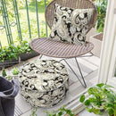 Inflatable Ottoman Stool D21 xH9 for Outdoor/Indoor Use, Water Repellent Patio Foot Rest Stool with Portable Handle,Round Pouf Ottoman Suitable for Garden,Deck and Camping - Paisley Black by CozyNest Decor