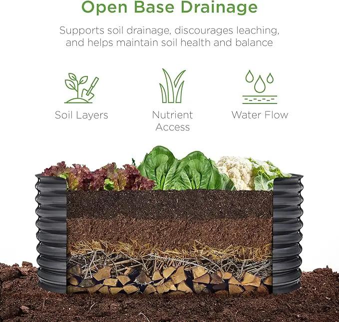 Best Choice Products 4x2x2ft Outdoor Metal Raised Garden Bed, Oval Deep Root Planter Box for Vegetables, Flowers, Herbs, and Succulents w/ 101 Gallon Capacity, Rubber Edge Guard - Charcoal, photo 3 of 7