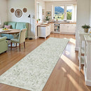 Sage 3x12 Runner Rug for Hallways Bed Side Kitchen, Boho Washable Distressed Low-Pile Floor Entryway Long Bathroom Mat, Non-Slip Laundry Room Washstand Front Carpet 36x144 Inch by TinyTreasures Baby Boutique