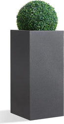 Metallic Heavy Tall Outdoor/Indoor Planter Box, Seamless Metal Planter, Rectangular, 14”Lx14”Wx30”H, 25 Pounds, Dark Gray, No Assembly, 1 Pack by CozyNest Decor