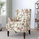 Lumibee Wingback Accent Chair,High Back Floral Armchairs in Fabric,Comfy Upholstered Reading Single Sofa Chair with Solid Wood Legs for Living Room,Bedroom,Office-Floral Beige by CozyNest Decor