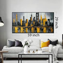 New York City Wall Art for Living Room - Hand Painted Canvas Wall Art for Office - Big Picture Frames for Wall Size 29" x 59" by CozyNest Decor