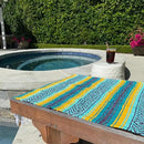 Del Mex Classic Mexican Blanket, Large Authentic Woven Falsa Throw (70"x50"), Artisan Southwest Décor for Beach, Yoga, Outdoors (Teal/Yellow) by CozyNest Decor
