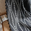 Sutuo Home Boho Curtains 96 Inches Long for Bedroom Living Room Kitchen, Stripe Floral Bohemian Tassels Country Window Treatment Drape for Halloween Decorations Rod Pocket, 1 Panel 59"W x 96"L,Black by CozyNest Decor