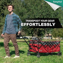 SUNNYFEEL 49''L 550lbs Heavy Duty Wagon Cart Foldable with Wheels,Extra Long Fold Up Wagons Carts with Side Pocket and Brakes for Camping Sports Garden Shopping (Red) by GreenHaven Gardens
