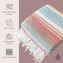 Traditional Handwoven Mexican Blanket, Large Falsa Serape - Soft & Durable - Vibrant Beach, Picnic, Yoga & Camping Mat - Lightweight Boho Throw 70"x50" (Bubblegum) by CozyNest Decor
