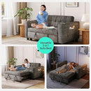 LINSY 3-in-1 Convertible Sofa Bed, 54" Pull Out Sleeper Sofa with Charging Station & Cup Holder, Small Folding Loveseat with Side Pocket for Small Space, Corduroy Couch, Gray by CozyNest Decor