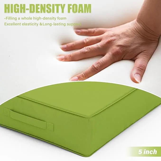 Patio Chair Cushions 24 X 24 X 5 Inch Waterproof Outdoor Seat Cushions for Patio Furniture, Outdoor Sofa Couch Pads with Ties & Handle, Set of 2, Grass Green, photo 6 of 7