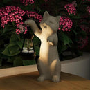Solar Powered Garden Resin Statue Lights, 10 Inch Waterproof Outdoor Animal Cute Cat Figurine Lights, Suitable for Patios, Balconies, Lawns, Courtyards, Etc. (Hand) by GreenHaven Gardens