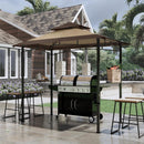 COOSHADE 8'x 5' Grill Gazebo Double Tiered Outdoor BBQ Gazebo Canopy with LED Light (Brown with Khaki) by GreenHaven Gardens