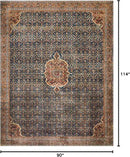 Loloi Layla Collection LAY-09 Cobalt Blue/Spice 7'-6" x 9'-6" .13" Thick Area Rug, Soft, Durable, Vintage Inspired, Distressed, Low Pile, Non-Shedding, Easy Clean, Printed, Living Room Rug by CozyNest Decor