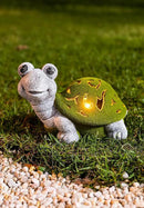 VP Home Lazy Turtle with Flocked Shell Solar Powered LED Outdoor Decor Garden Light - Great Addition for Your Garden, Solar Powered Light, Suitable for Outside Patio Lawn Gifts by GreenHaven Gardens
