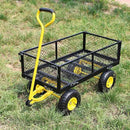 Steel Garden Cart 400 lbs Capacity with Removable Steel Mesh Sides to Convert into Flatbed, Utility Metal Wagon 180°Rotating Handle Multi-Purpose by GreenHaven Gardens