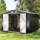 Aoxun 9.4x7.3x6.5 FT Outdoor Storage Shed, Garbage Can, Outdoor Metal Shed for Tool, Garden, Bike, Placed in Patio, Garden (Black) by GreenHaven Gardens