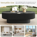 43.3" Oval Fluted Coffee Table Modern Elegant Drum End Table, Minimalist Center Table 7.8" Thick Tabletop with Sturdy Base for Living Room, Bedroom, Apartment,Easy Assembly, Black by CozyNest Decor