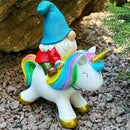 Mood Lab Garden Gnome Statue - Garden Gnome Riding Unicorn - 8.3 Inch Tall Lawn Figurine - for Outdoor or House Decor - Funny Yard & Patio Decoration by CozyNest Decor