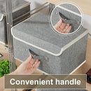 Storage Boxes, Collapsible Storage Bins with Lids, Cotton and linen cloth Storage Baskets with Handle, for Books, Closet, Bedroom, Home, 13x9.1x7.9 in, Grey by CozyNest Decor