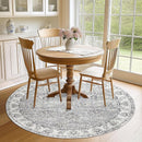 jinchan Round Rug 6ft Area Rugs Vintage Floral Distressed Design - Machine Washable Non-Slip Low-Pile Ultra-Thin Circle Rug for Entryway Bedside Living Room Dining Room Bedroom (6' Round,Grey) by TinyTreasures Baby Boutique