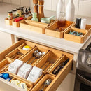 SMIRLY 5-Piece Bamboo Kitchen Drawer Organizer Set for Large and Small Utensils, Multi-use Storage Box - Bathroom, Nightstand, Jewelry, Cutlery, Knife, Spice, Towel, Junk Drawer Tray by CozyNest Decor