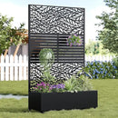Casaphoria Metal Raised Garden Bed with Trellis and Wheels, 72"x47"x16" Planter Box for Climbing Plants, Vegetables & Vines, Features Drainage Holes and Privacy Screen, Black(Spring&Louvered) by GreenHaven Gardens