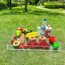 Clear Rectangular 16x20 Inches Acrylic Ottoman Tray Decorative Serving Tray with Cutout Handles Organizer Tray on Coffee Table Countertop Big Breakfast Bed Tray Living Room Appetizer Serving Food by CozyNest Decor