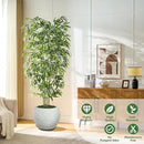 Artificial Tree Fake Plants, Artificial Bamboo Tree 7FT Tall in White Potted, Artificial Tree Indoor Decor Bamboo Silk Tree with Natural Wood Trunk, for Home Office Living Room Modern by CozyNest Decor