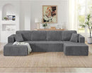 HYJT-H&K Modular Sectional Sofa Cloud Secttional Couch, 132" Comfy U Shaped Couches for Living Room, Deep Seat Memory Foam Fluffy Plush Corduroy Boneless Couch Sectionals with Chaise, Grey by CozyNest Decor