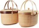 Nantucket style basket Picnic Basket rattan Handmade Products woven Sewing storage basket Two swing handles Tote Bag For Women by GreenHaven Gardens
