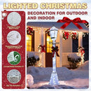 6FT Lighted Freestanding Lamp Post for Christmas Decoration, Pre-Lit Iridescent Post Lamp with 120 LED Lights & Removable Bow, Outdoor 3D Glittered Standing Festival Display, White by CozyNest Decor