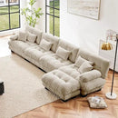 L Shaped Couch Sectional Couch, 4-Seater Cloud Couch Sectional Oversized Couch, Sofa Bed Couch with Round Bolster Armrests 6 Pillows, Modular Couch Home Sofa Living Room Couch by CozyNest Decor