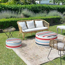 LVTXIII Outdoor Inflatable Ottoman, Fade-Resistant Round Footrest Stool D31”x H14”, Portable Patio Pouf for Garden Camping or Home Use, Stripe Red Blue by CozyNest Decor