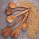 Wooden Kitchen Utensils Set,GUDAMAYE 6 PCE Wooden Spoons for Cooking,Wooden Cooking Utensils,Natural Teak Wooden Spoons For Non-stick Pan by CozyNest Decor