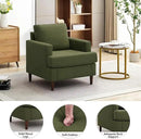 Mid-Century Accent Chair,Modern Linen Fabric Armchair for Living Room,Comfy Upholstered Reading Accent Chairs for Bedroom,Single Sofa Chair with Wood Legs (Green, 1 Pack) by CozyNest Decor