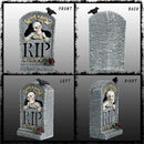 Halloween Decoration Indoor 7.6″ Tombstone Statue with LED Lights Spooky Skull Head Gravestone Skeleton RIP Lighting Changes Halloween Village for Table Shelf Home Party Outdoor Decor Gifts by CozyNest Decor