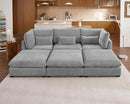 Oversized Modular Sofa, Extra Deep Cloud Chenille Sectional Couch with Ottoman Chaise, Fluffy Chenille 6 Seater Couch Bed for Living Room, Villa (Sofa Bed 6 Seater, Chenille Grey) by CozyNest Decor