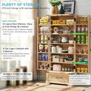 72" Tall Rattan Kitchen Pantry Cabinet with Drawer, Boho Storage Cabinet with 2 Rattan Doors and Shelves, Versatile Large Cabinet for Dining Room, Bathroom, Living Room, Laudry, Natural Oak by CozyNest Decor