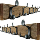 SKOLOO 39-Inch Wood Burnt Coat Rack Wall Mount with 6 Triple Hooks - Ideal for Family Entrances, Classrooms, and Pet Supplies Storage - Perfect Coat Hooks for Wall, Pack of 2 by CozyNest Decor