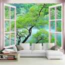 FENDROM Misty Lake Forest Tapestry Wall Hanging Nature Green Tree Landscape Window View Tapestries for Bedroom Living Room Dorm Decor by CozyNest Decor