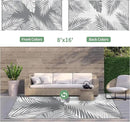 GENIMO Outdoor Rug 8' x 16' Waterproof for Patios Clearance, Reversible Outdoor Plastic Straw Camping Rug Carpet, Large Area Rugs Mats for RV, Camper, Deck, Balcony, Porch, Beach, Picnic, Grey&White by CozyNest Decor