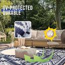 OLANLY Outdoor Rug Waterproof 6x9 ft, Reversible Outdoor Plastic Straw Rug, Boho Patio Rug, Indoor Outdoor Carpet, RV Mat Outside for Patio, Camp, Picnic, Balcony, Deck, Backyard, Navy & White by GreenHaven Gardens
