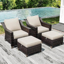 Joyside Wicker Patio Furniture Sets, 4 Pieces Upgraded Large Size Outdoor Furniture with Patio Dining Chairs and Outdoor Ottoman, Thick Cushions, Wide Armrest by GreenHaven Gardens