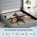 Allewie Full Size Lift Up Storage Bed, Modern Wingback Headboard, Hydraulic Support, No Box Spring Needed, Grey Blue by CozyNest Decor