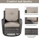 3 PCS Patio Furniture Set - Mixed Grey Wicker Swivel Rocking Chair Set with Side Table by GreenHaven Gardens