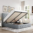 Allewie Full Size Lift Up Storage Bed, Button Tufted Headboard with Wingback, Hydraulic Support, No Box Spring Needed, Grey Blue by CozyNest Decor