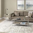 Henn&Hart 45" Wide Rectangular Coffee Table with Mirror Shelf in Satin Nickel, Coffee Table coffee tables for living room, studio apartment essentials by CozyNest Decor