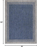 Bordered Outdoor Rug 6x9 Washable Outside Carpet for Indoor Patio Porch Waterproof Easy Cleaning Non Shedding Area Rugs Navy 6 x 9 by CozyNest Decor