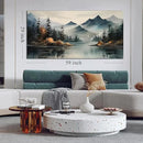Rustic Wall Art for Living Room Large Size Teal Mountain Tree Landscape Canvas Wall Art for Bedroom Office Decor 29 x 59 Inch by CozyNest Decor