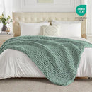 Carriediosa Chunky Knit Throw Blanket 60" X 80" Twin, 100% Hand Made Large Chenille Loop Yarn Soft Fluffy Throws for Couch Sofa Bed, Big Crochet Cozy Heavy Thick Cable Woven Blankets, Sage Green by CozyNest Decor